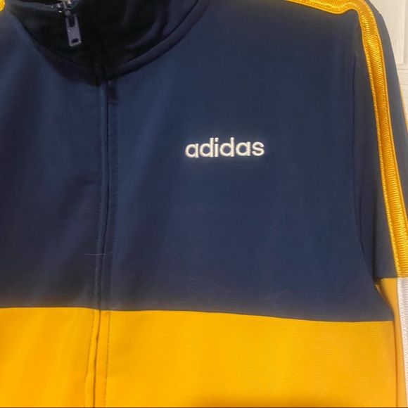 Adidas zip up track jacket Boys Small 8 in blue & gold - Picture 2 of 5